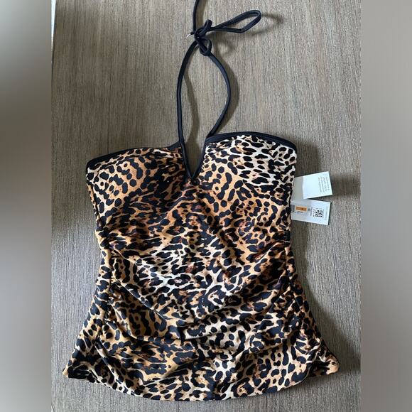 Calvin Klein Women's Animal Printed 
Bandeau Halter Tankini Top size Small - Picture 6 of 9